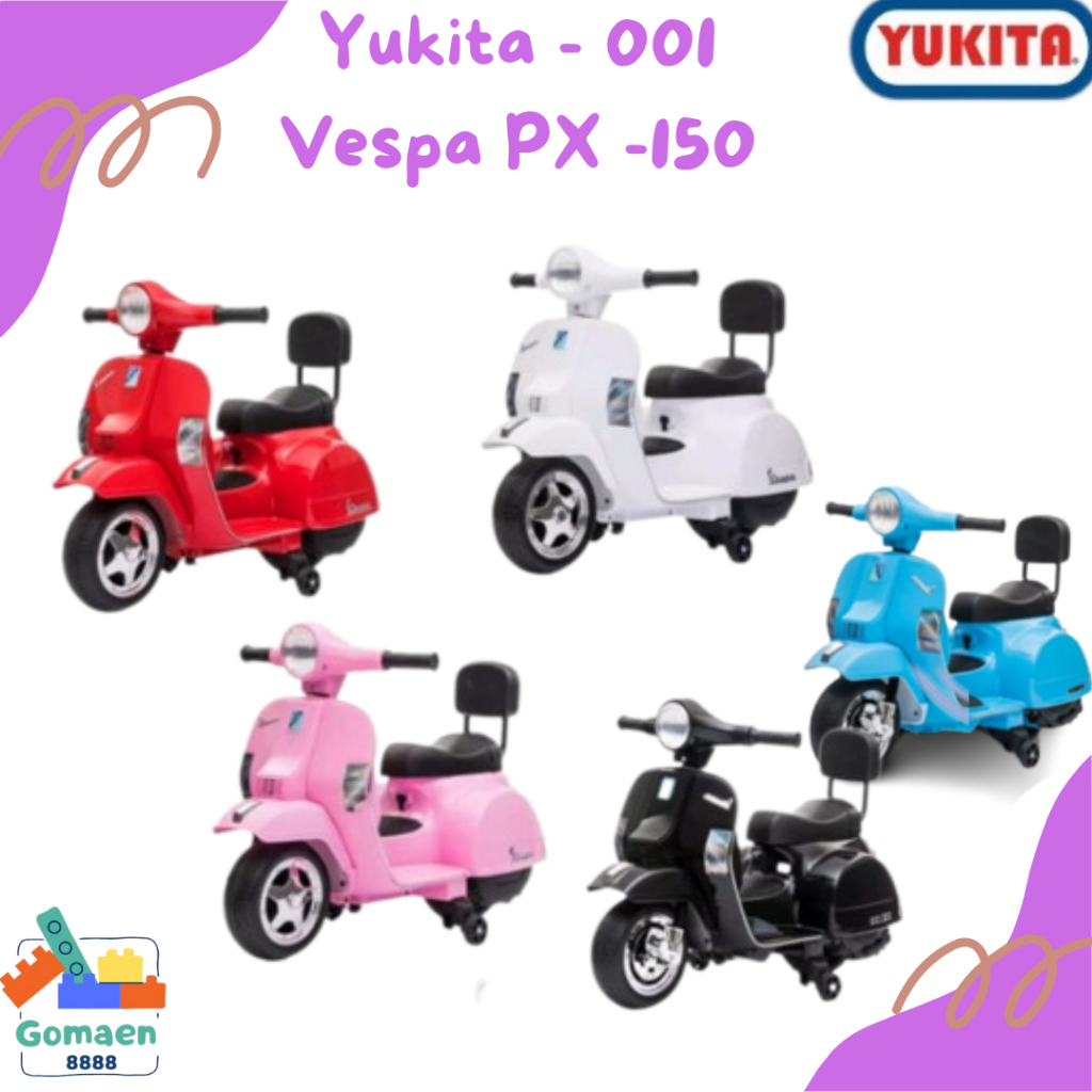 Mainan Anak Motor Aki LISENSI VESPA PX150 - YUKITA 001 -Maenan Motoran