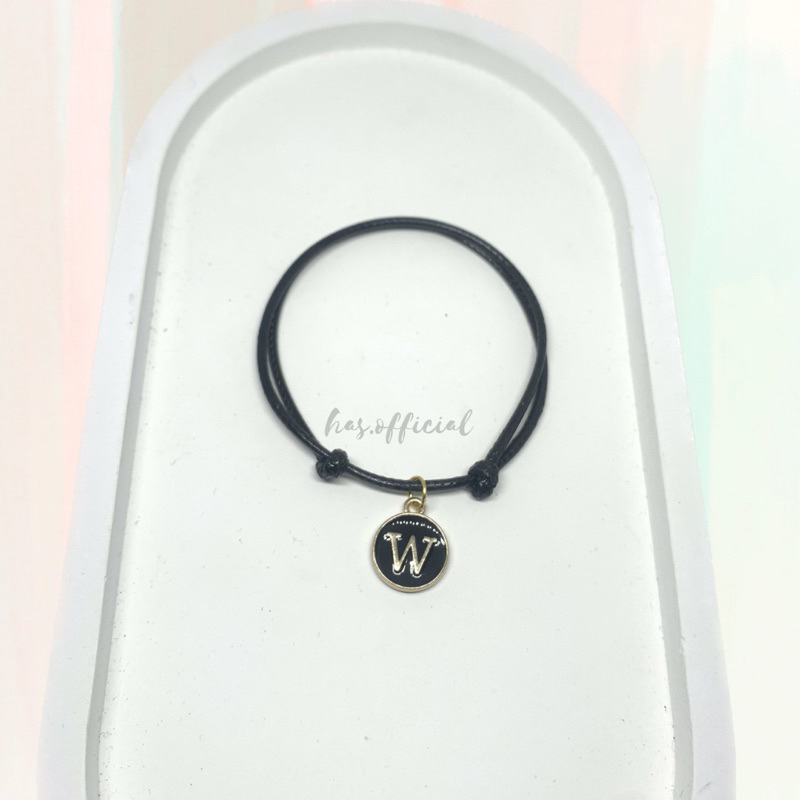 GELANG KOIN INISIAL HURUF / GELANG INISIAL / GELANG HITAM