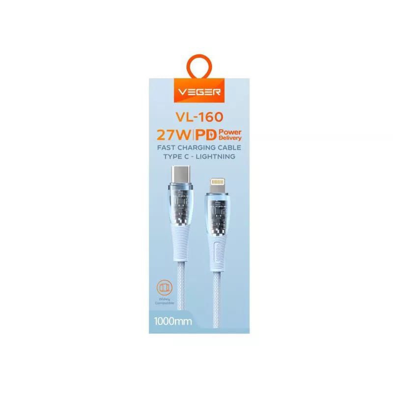 Kabel Data Veger VL-160 27W PD Type C to Lightning Fast Charging Veger
