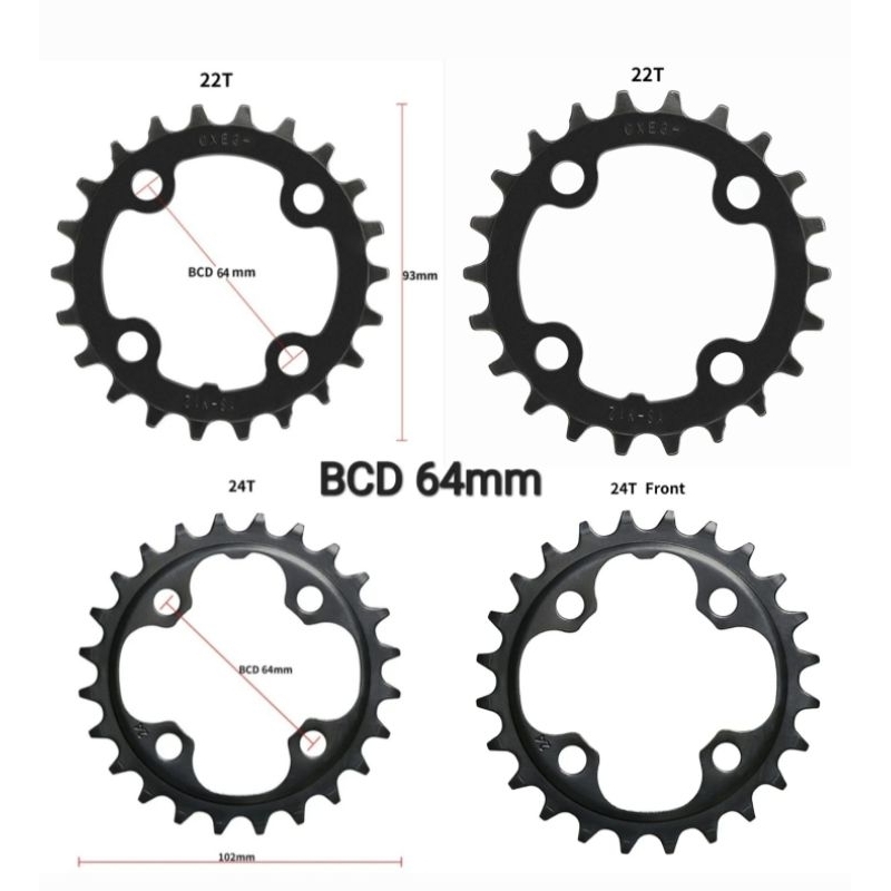 Chainring 22T 24T Bcd 64Mm Chain Ring Bcd 64 Mm Crank Arm Sepeda