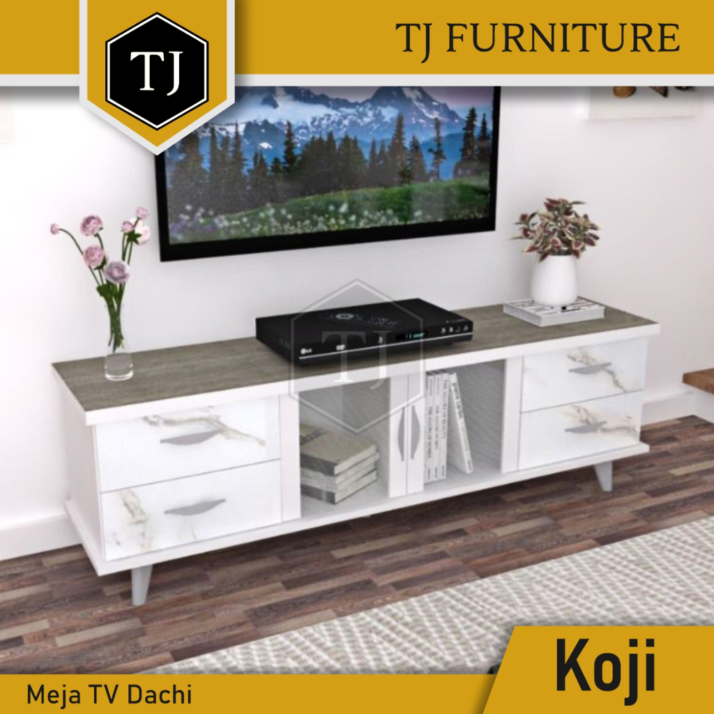 Dachi Meja TV / Rak TV / Buffet TV Kayu Partikel Minimalis Serbaguna Koji TV Rack