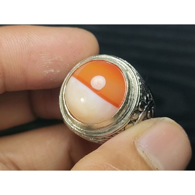 Natural BATU Cincin Motip MERAH Putih