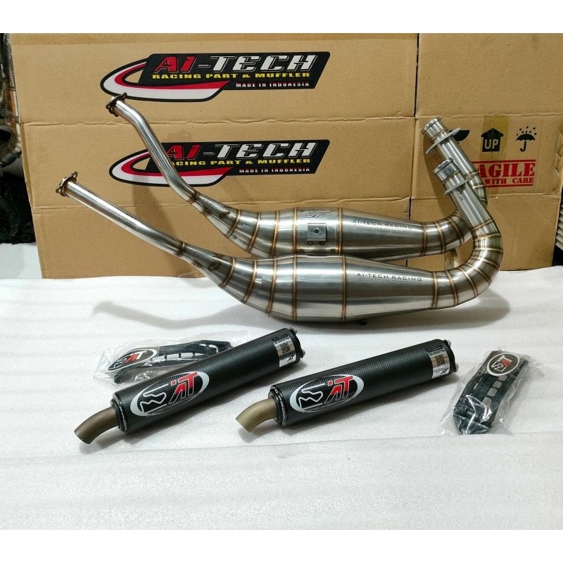 knalpot Racing Aitech AI-tech ORI original perut Galvanis cobra & Stainles model PRESS terbaru & sil