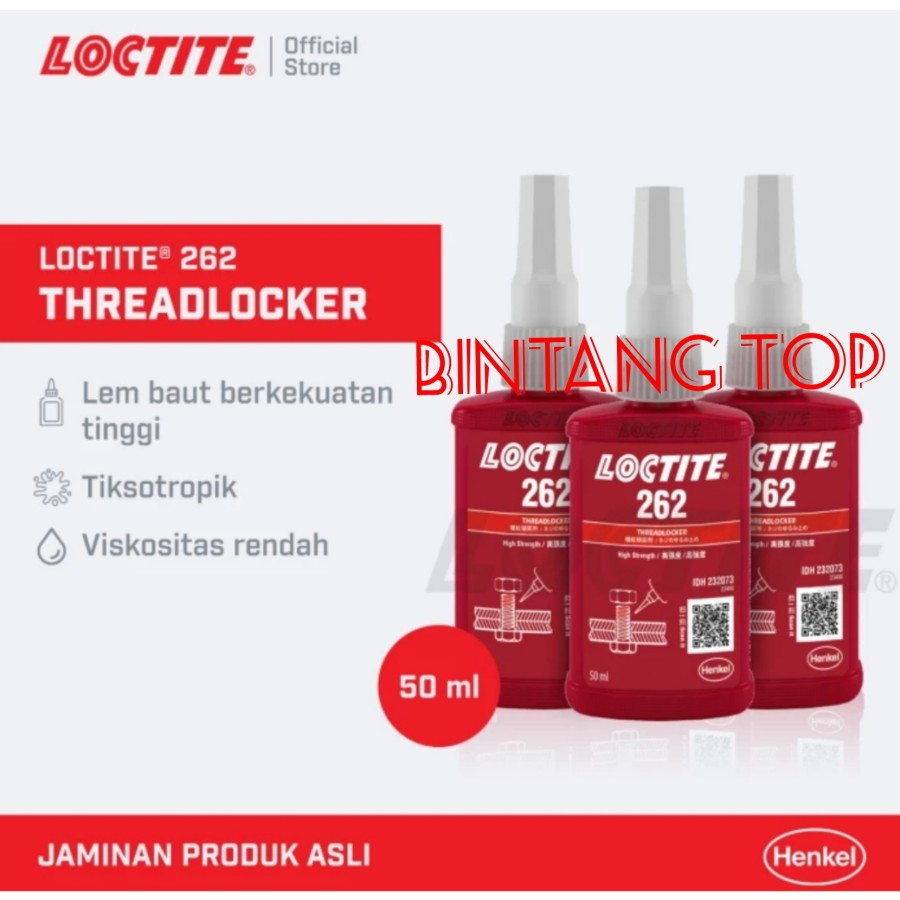 

LOCTITE 262 THREADLOCKER 50 ML - LEM BAUT LOCTITE 262 50ML ORIGINAL