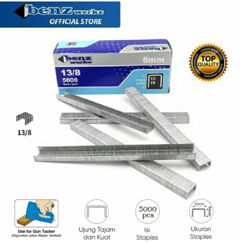 

Isi Staples / Tembakan Rapide Benz Werkz Original 13/8 (8 mm) Isi Staple isi 1000 ART