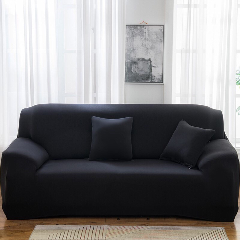 cover sofa 3 seater hitam bekas preloved