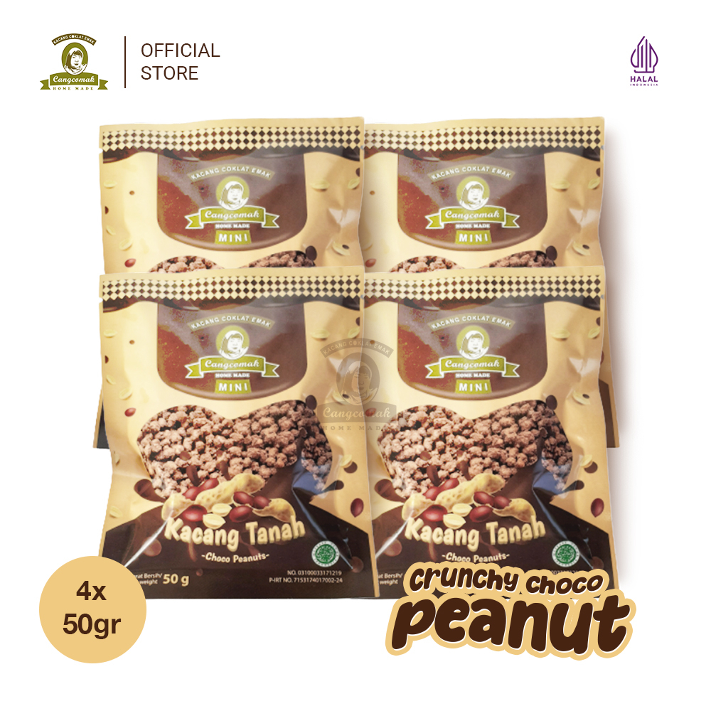 

Cangcomak Kacang Coklat Panggang Crunchy Choco - 4 in 1 -Kacang Tanah Cokelat Panggang Cemilan Kacang Coklat