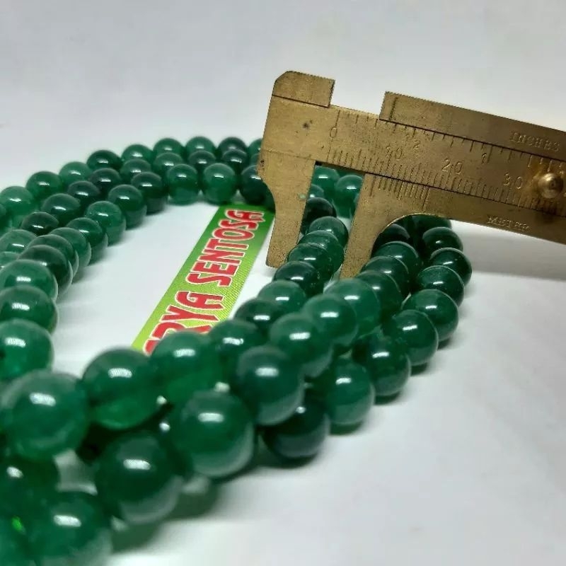 TASBIH BATU GIOK HIJAU KRISTAL 99BUTIR 8MM NATURAL 100%