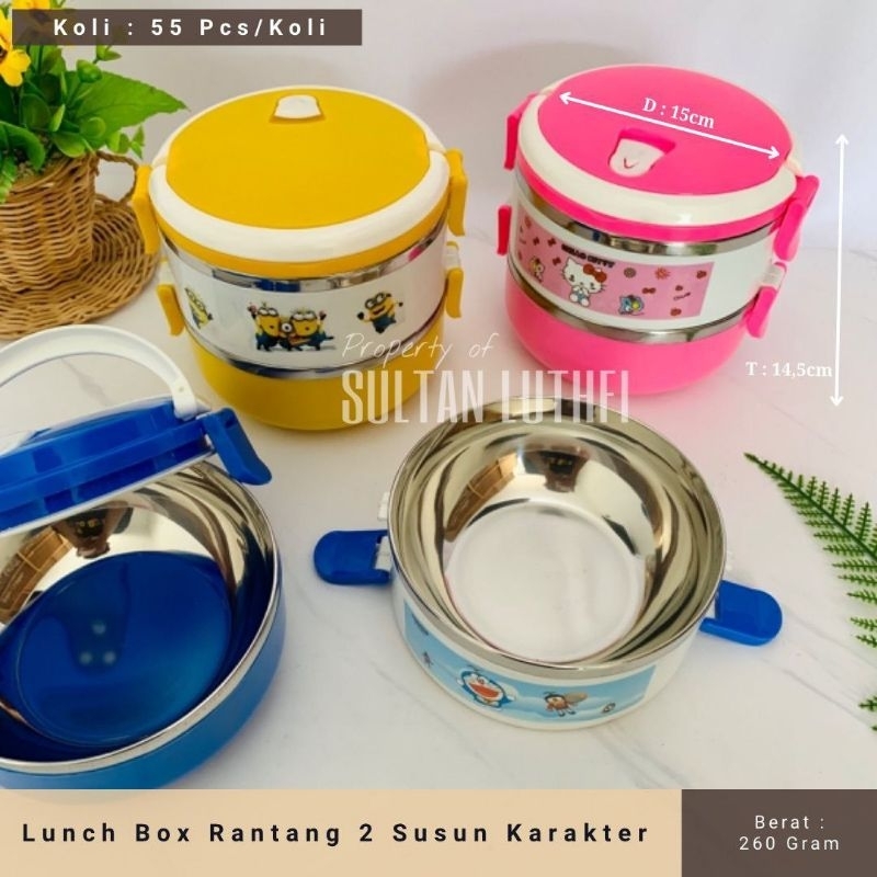 rantang karakter 2 susun / rantang stainless/ rantang unik / rantahg serbaguna