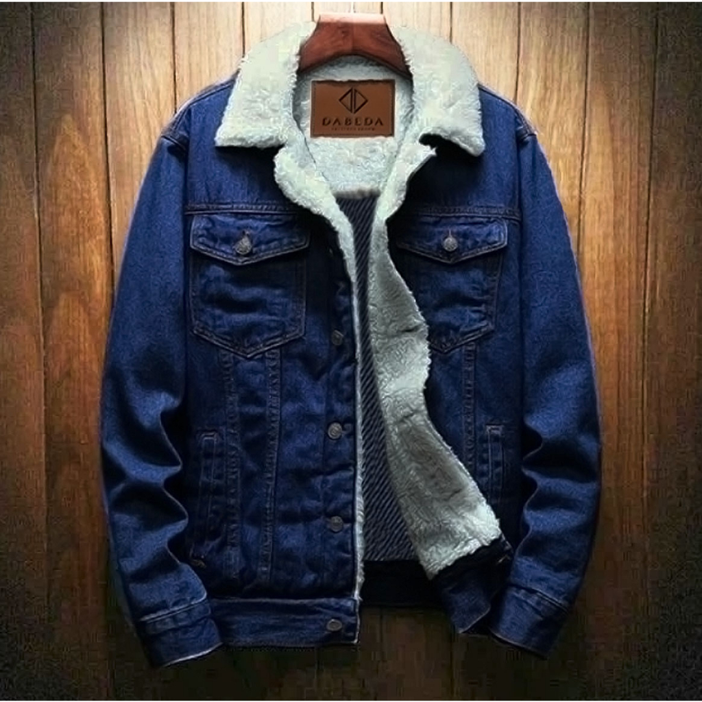Jaket Jeans Pria Trucker Sherpa Bulu Jaket Tebal Jaket Jeans Premium Termurah / Jaket Sherpa / Jaket