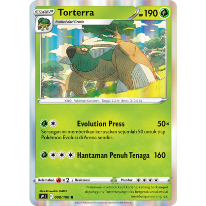 POKEMON TCG INDONESIA TORTERRA HOLOGRAM S9 008/100