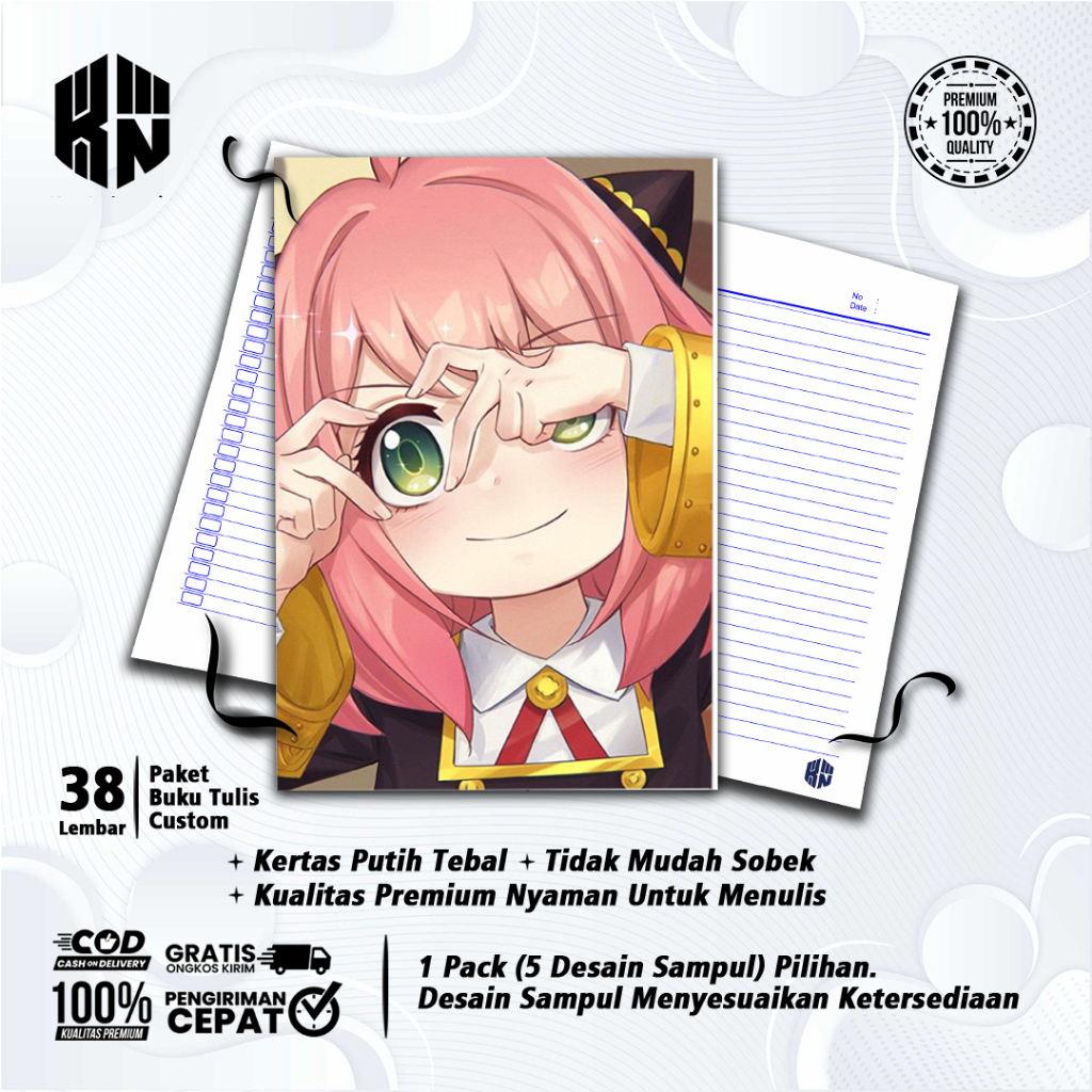 

Buku Tulis Sekolah Custom Tema ANYA SPY X FAMILY Bergaris 38 Lembar 1 Pak Isi 5 Buku/ Buku Tulis Anime/ Buku Aesthetic/ Buku Catatan