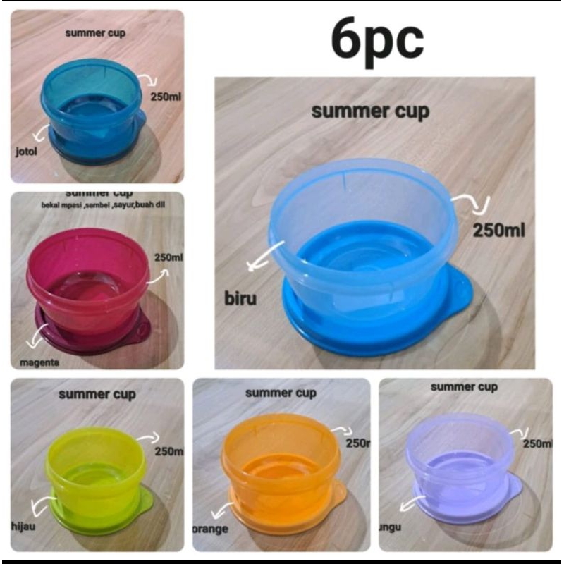 TUPPERWARE Summer cup / kiddie bowl set / kiddie set 250 ml (1)tempat sayur tempat mapasi kedap Anti