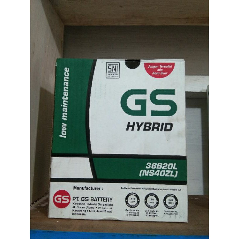 aki mobil BRV,brio,jazz,ertiga,baleno,xpander, NS40ZL GS HYBRID ASTRA