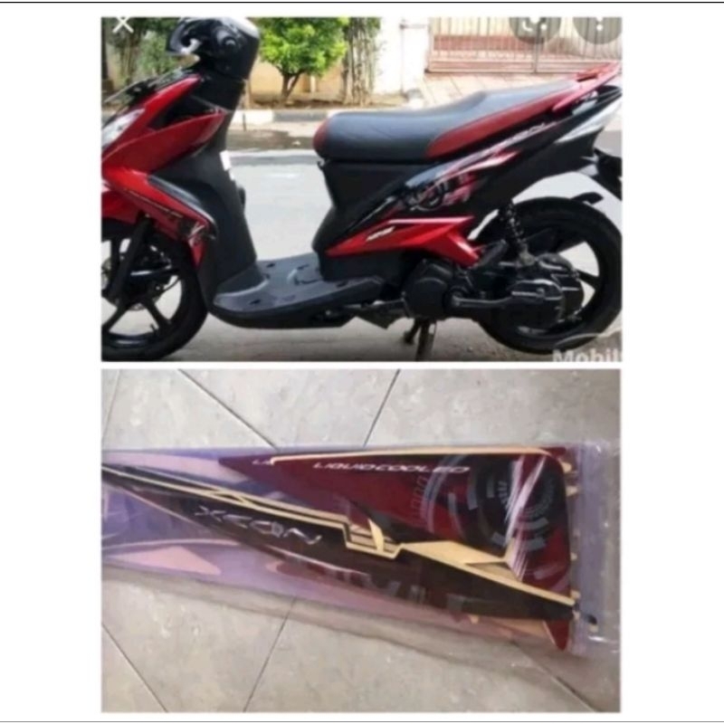 Striping stiker Yamaha Xeon 2012 hitam merah