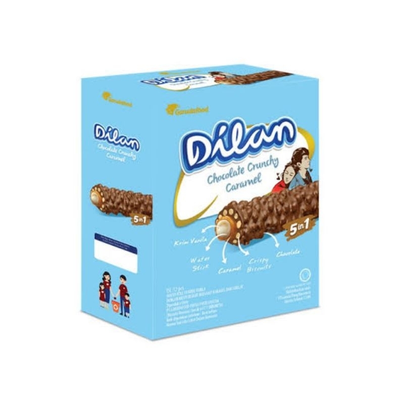 

Dilan Chocolate Crunchy Caramel Wafer Rolls 1 Pack Isi 12 Pcs