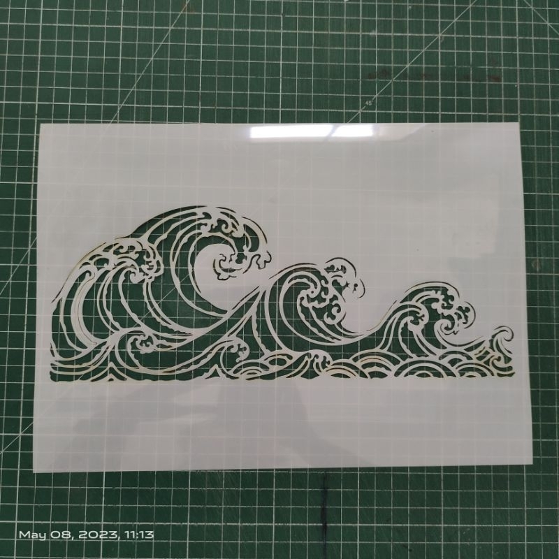 

Stencil motif Ombak ukuran A5, A4, A3