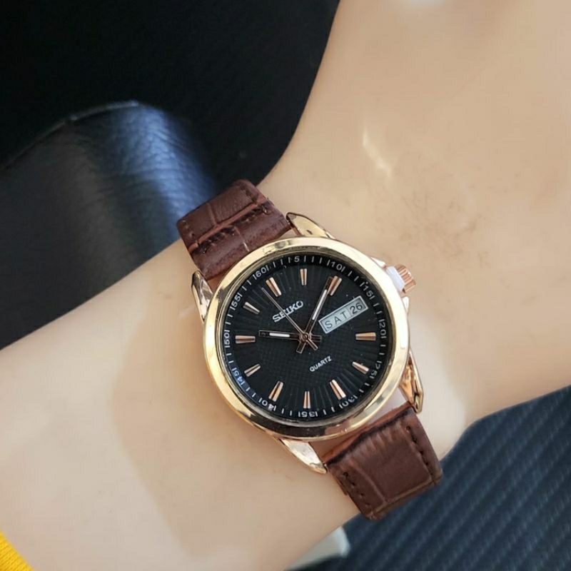 Jam Tangan Seiko Tali Kulit Warna Pilihan - Jam Tangan Wanita Seiko Tali Kulit