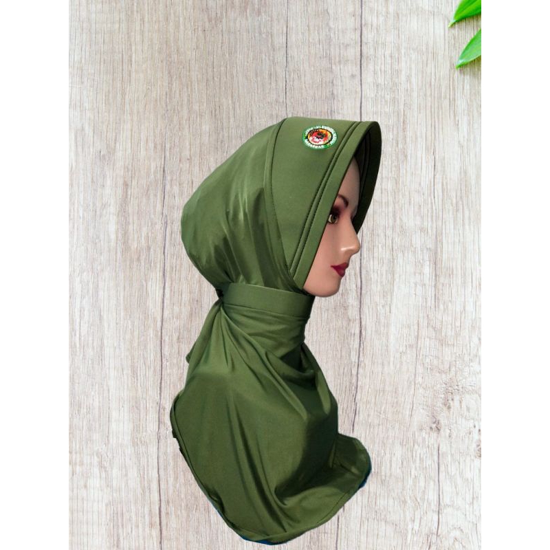 jilbab dinas stikes logo iik Pelamonia hijau
