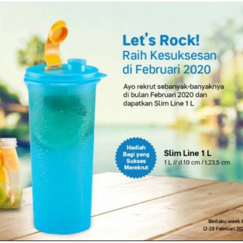 slim line tupperware ukuran 1 liter / botol air tupperware