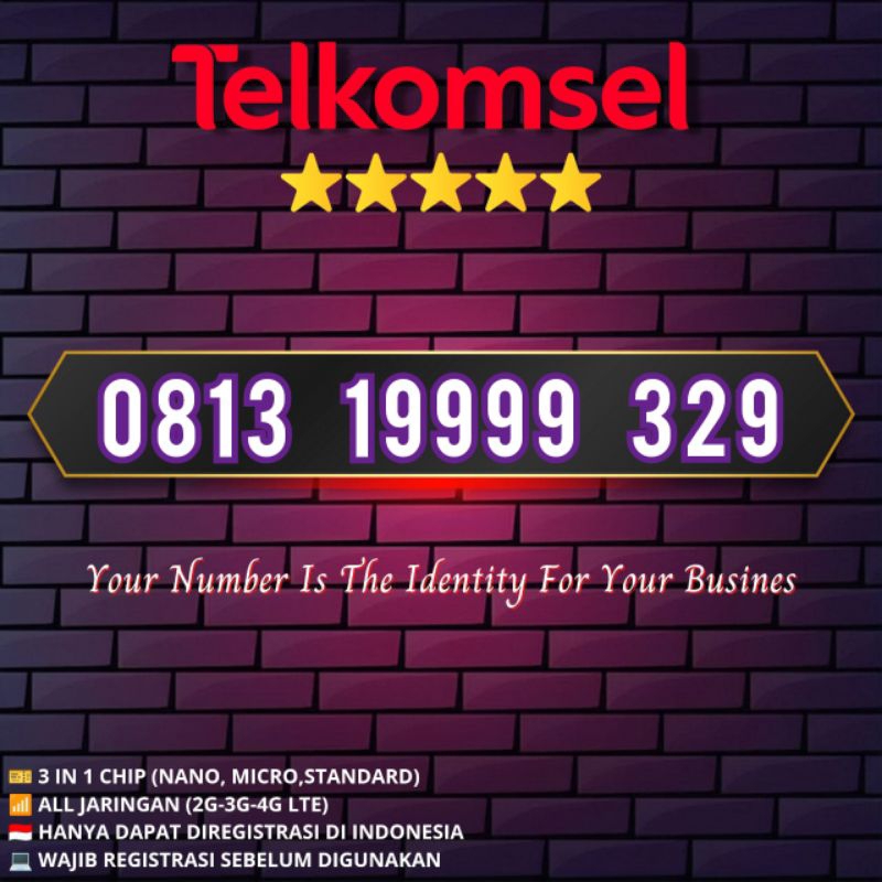 Nomor Cantik Simpati Cover Hoki Original Seri 9999 Angka Rapi 0813 19999 329