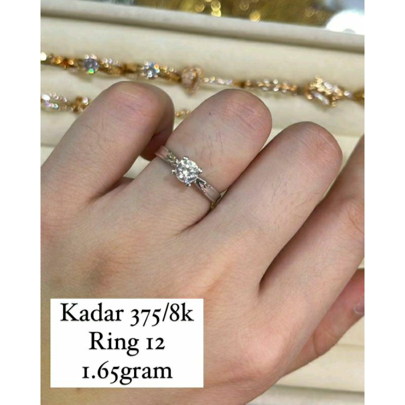 Cincin Solitare Wanita Emas Putih 375 8k Emas Putih Asli Wedding Ring Cincin Emas Asli
