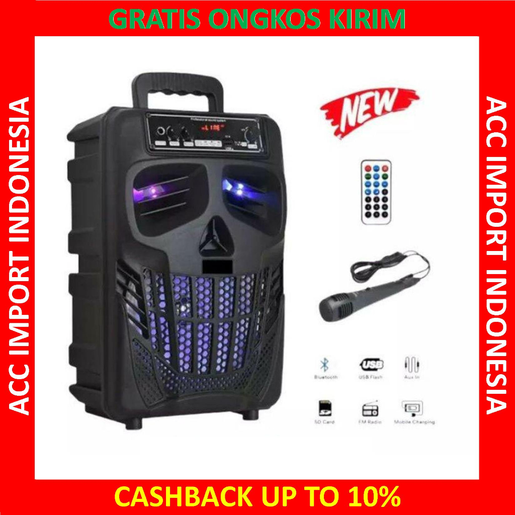 Speaker Karaoke Microphone Portable Bluetooth Led Salon Aktif Wireless