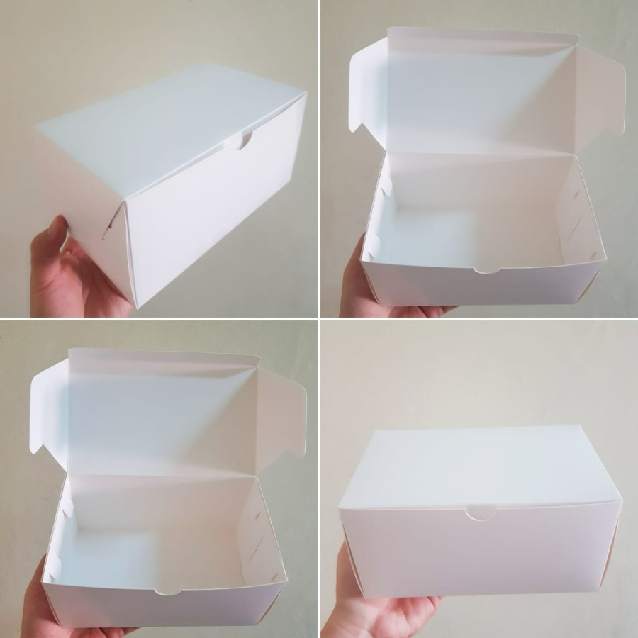 

(12 pcs) kardus garlic bread putih dus souffle pancake box ivory putih model dus sambung ukuran 23x11x8cm