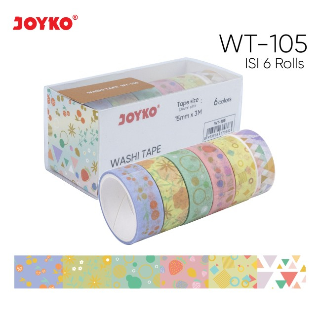 

Pita Perekat / Selotip Kertas Warna / Washi Tape WT-105 (15mm x 3M) JOYKO ( SET )