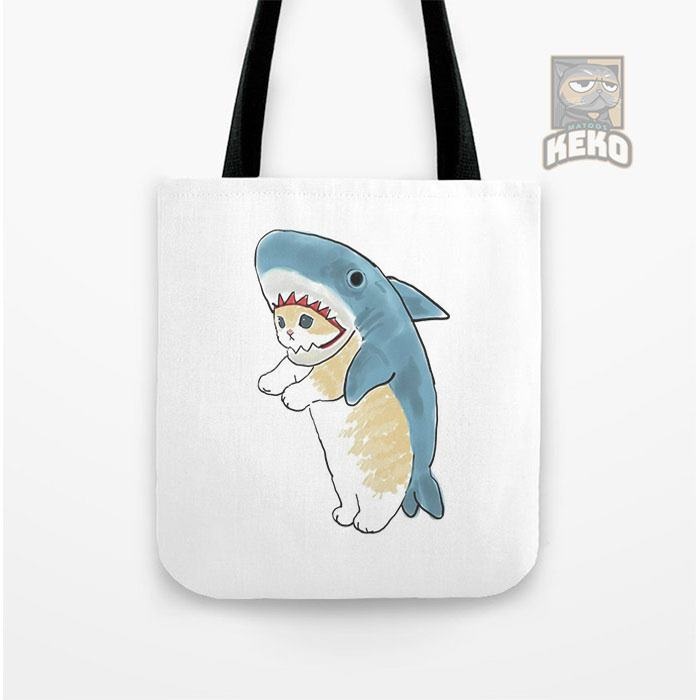 Tote Bag Kanvas Kucing Lucu Costum Hiu