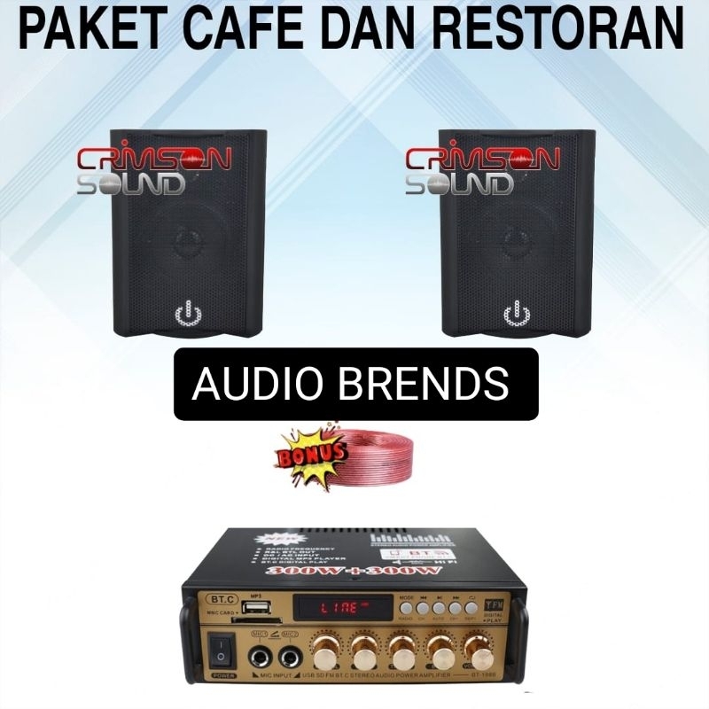 paket sound system speaker Crimson 4 Inch 2 titik cocok buat cafe / restoran / mesjid ampli bluetoot