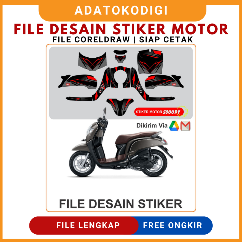 DESAIN STIKER MOTOR SIAP CETAK PRESISI FILE COR3LDRAW || Stiker Decal striping motor