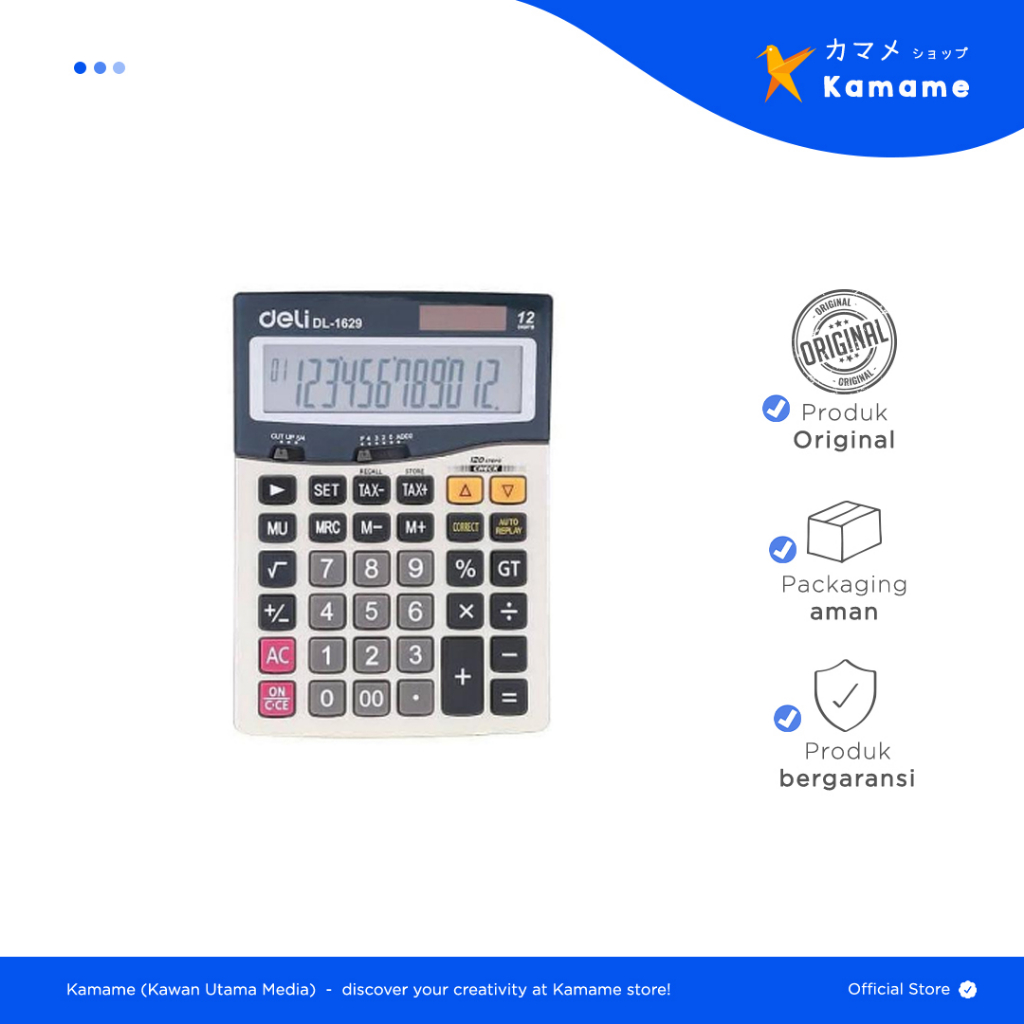 

Deli Desktop Calculator - Metal-12 digits 120 Steps Check Dual Power Gold E1629 - Kamame