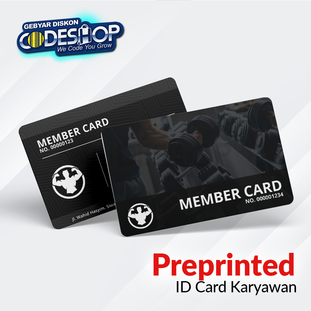 

Custom Kartu Preprinted ID Card Member Fitness Gym Berobat Klinik PVC