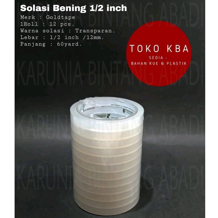 

Solasi Bening Goldtape 1/2" isolasi solatip 1/2 inch