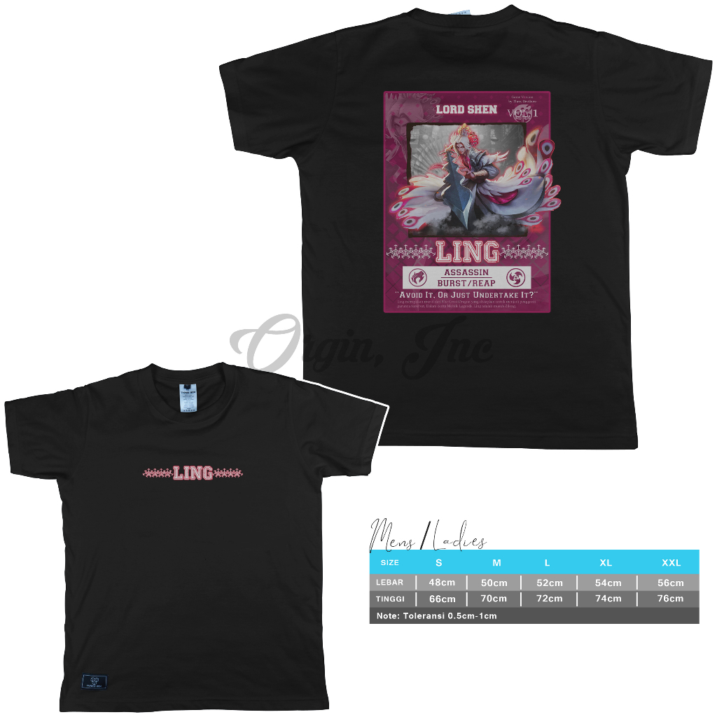 kaos game mobile hero legend ling lord shen 100% cotton combed 24s