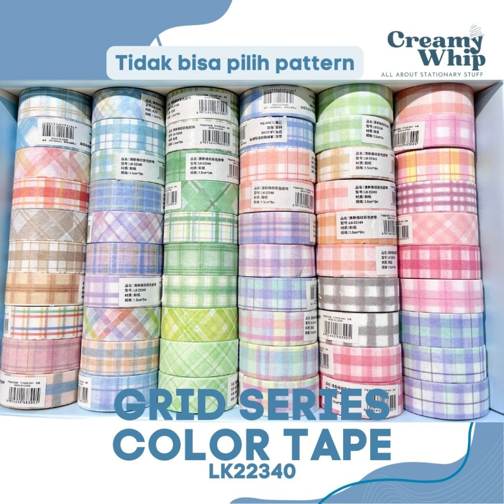 

Grid Series Color Tape Washi Tape - Selotip Dekorasi Seri Motif Bergaris Colorful Washi Tape