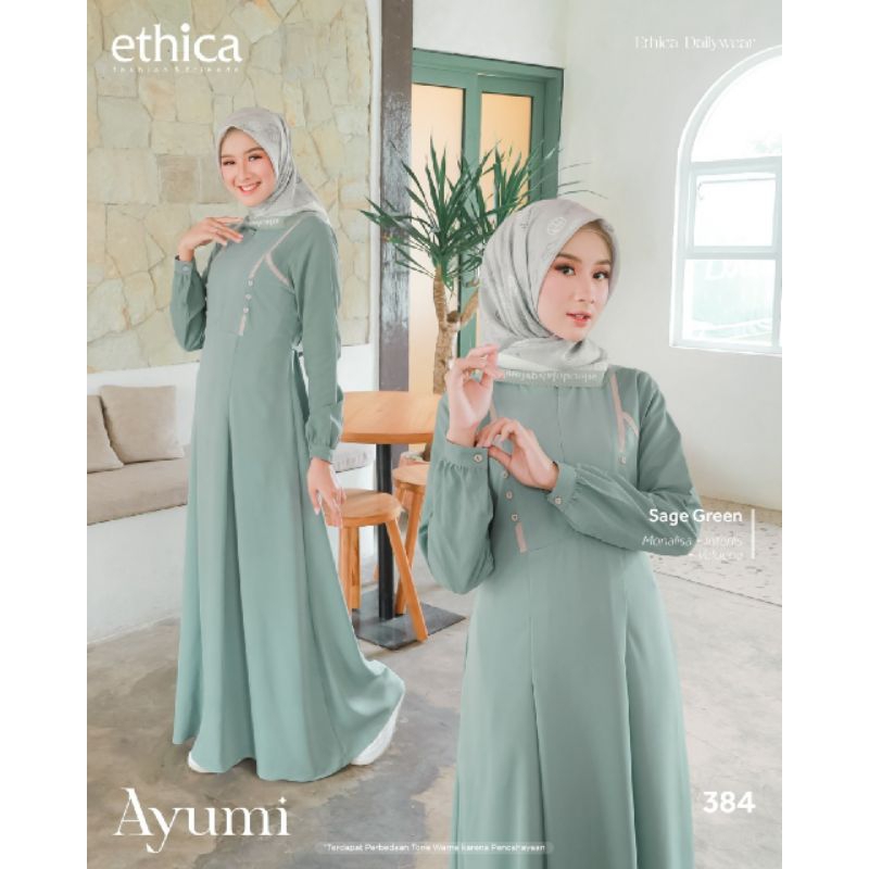 Ethica Ayumi 384 Sage Green Gamis Terbaru