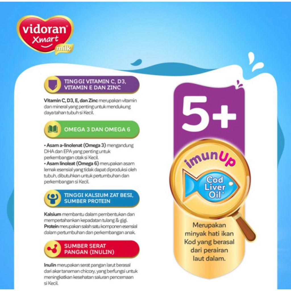 VIDORAN XMART 5+ - Madu - Susu Formula Anak 700 gram (5 - 12 Tahun)