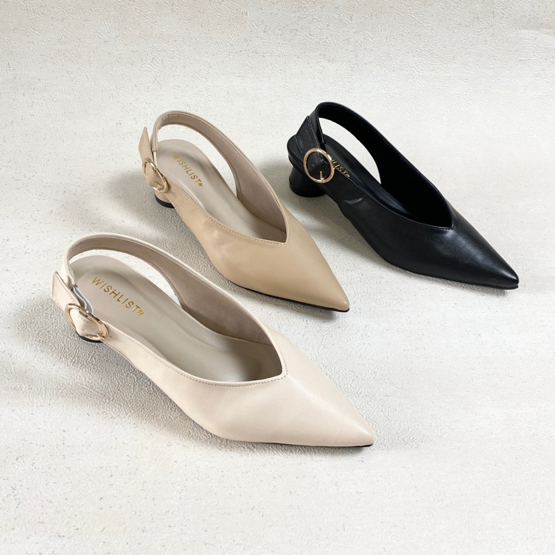 Wishlist Sepatu Heels Wanita 3cm Kulit Sintetis Anti-Slip