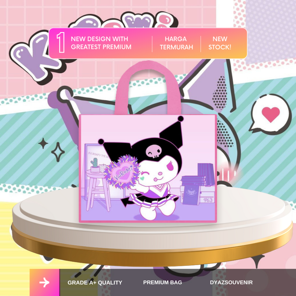 

Tas Ultah Kuromi New Goodiebag Premium Tas Souvenir Ulang Tahun Anak Tas Spunbond Pink