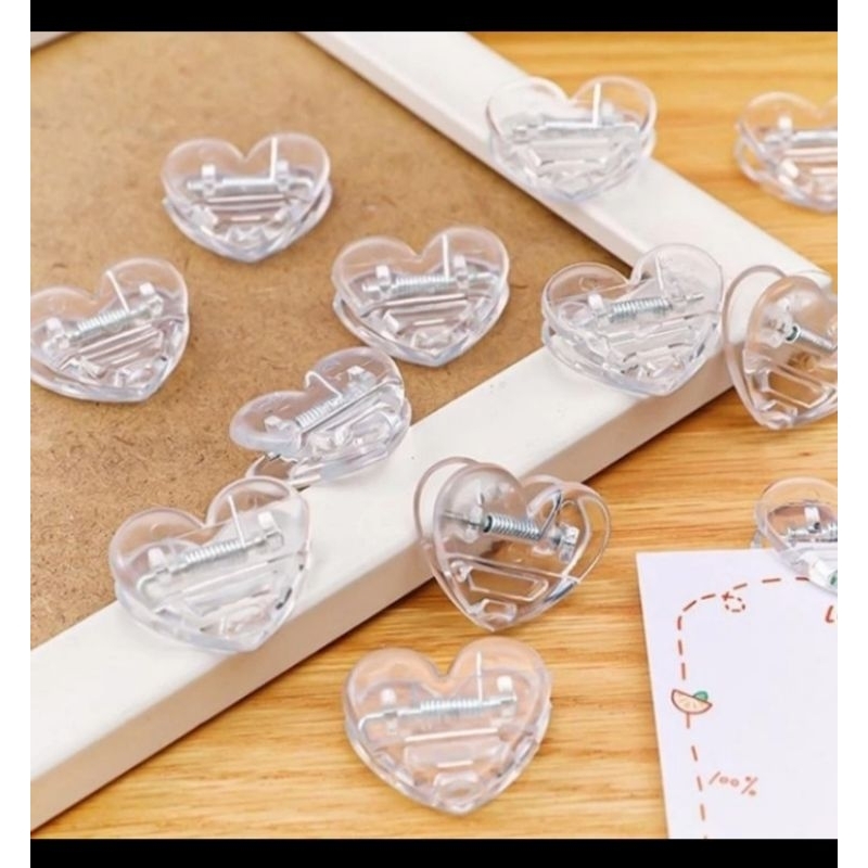 

QG Paper Clip Cute Heart Klip Kertas Plastik Bening Bentuk Hati