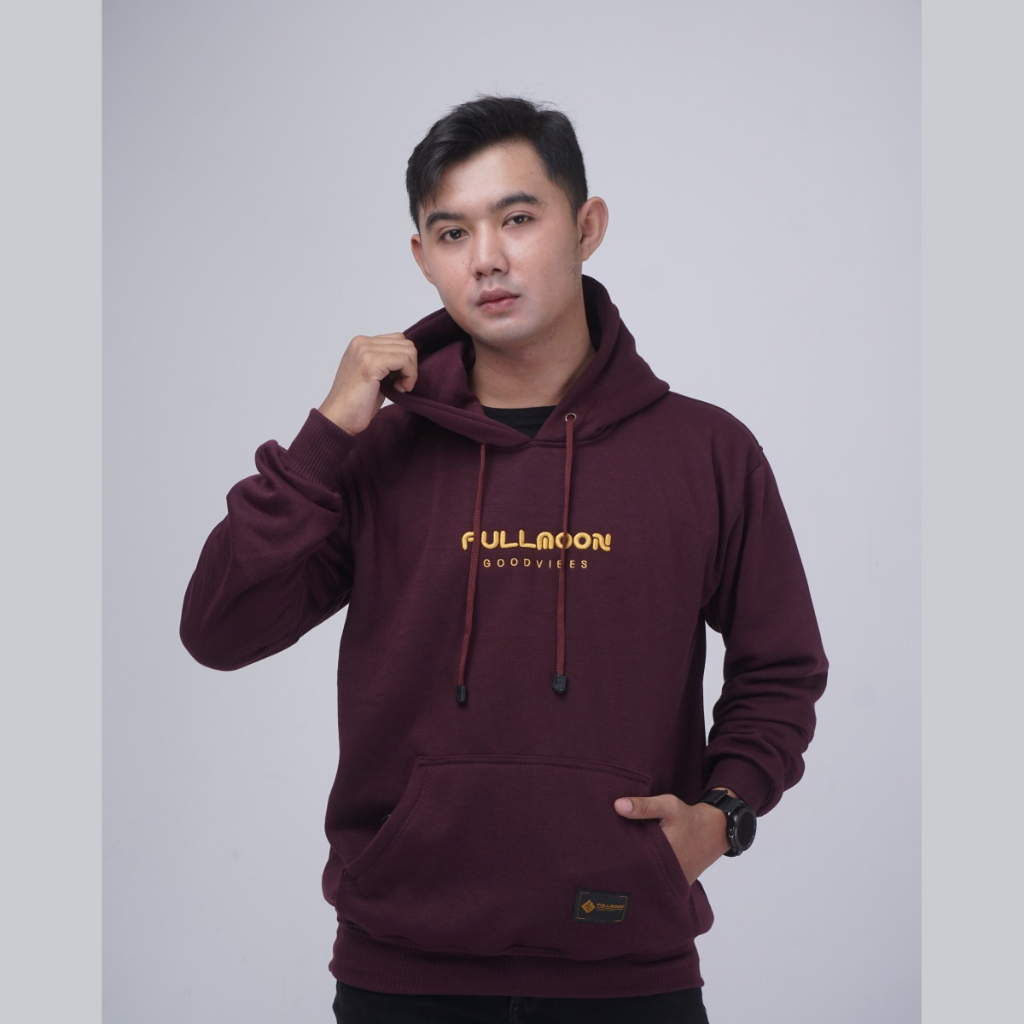 Viral  Hoodie Tebal Full Moon Unisex Cewek Cowok Fleece