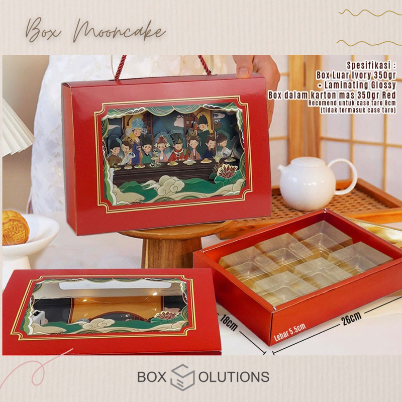 

box mooncake red isi 6 tray / box palace - 26x18x5,5 cm