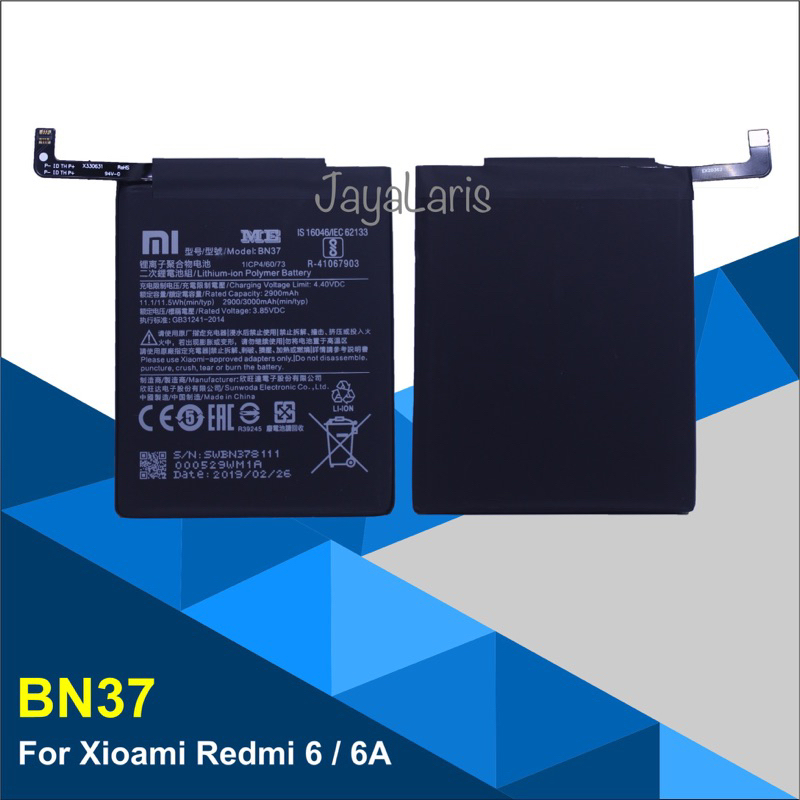 JAYALARIS BAT ME BN37 / Baterai BN37 / Baterai Xiaomi BN37 / Bat Xiaomi Redmi 6 - Redmi 6A