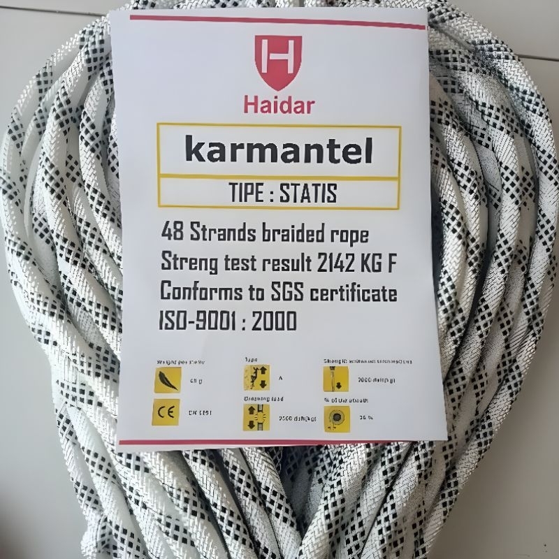 Tali Karmantel Statis Haidar 11mm x 200 Meter Original Rope Semi Static Karmantel Rope Climbing