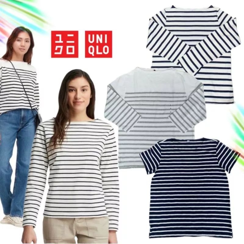 UNIQLO Long Sleeve Stripe Women / Baju Lengan Panjang Garis Garis Perempuan / Wanita ( S - XL )