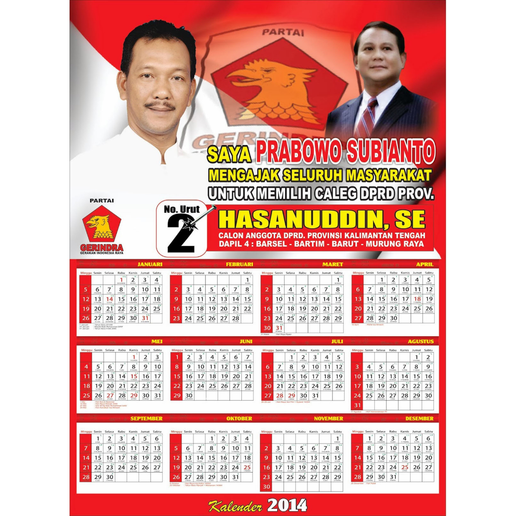 CETAK KALENDER DINDING PARTAI 2024 CUSTOM DUPLEX 250GSM 2000PCS MURAH