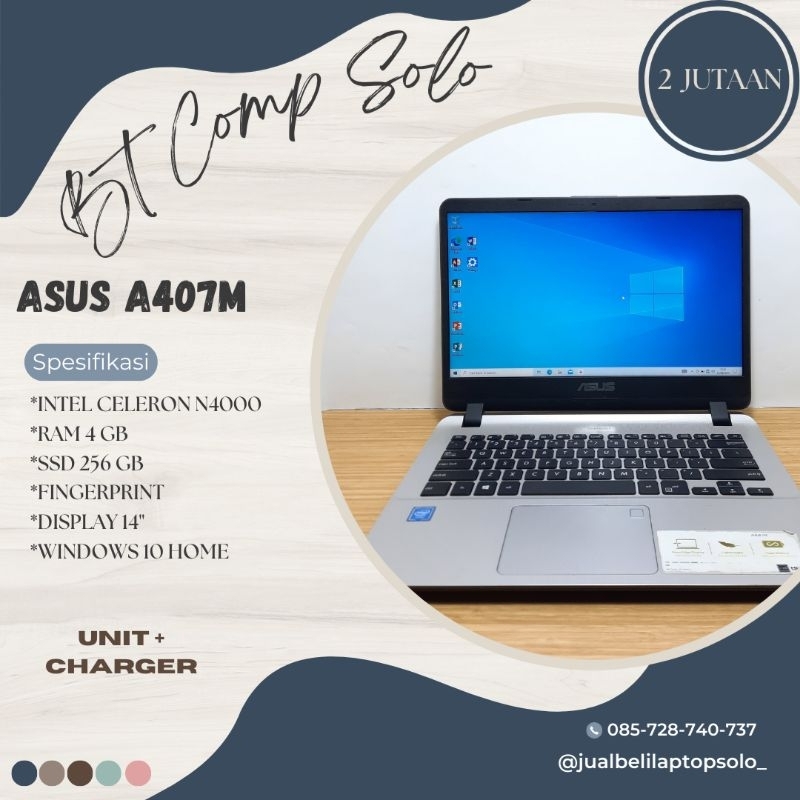Laptop Asus A407m SSD 256gb bekas second termurah