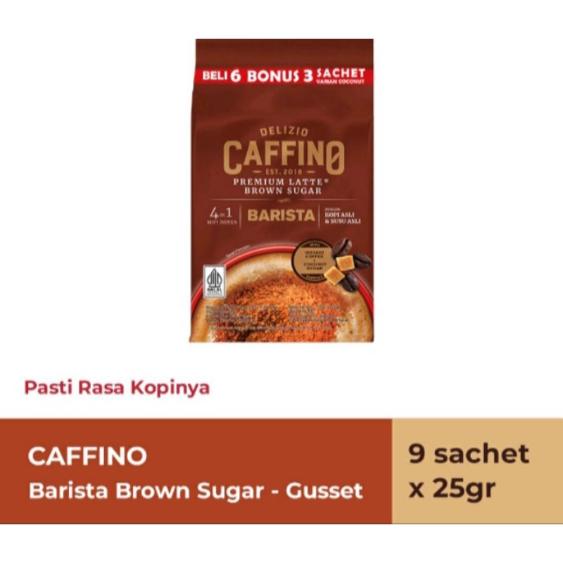 Caffino Barista Brown Sugar Gusset-Bubuk kopi Instan 9sachet x 25gr